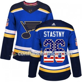 Adidas Maillot de Hockey St. Louis Blues Paul Stastny 26 2017-2018 Bleu USA Flag Fashion Authentic - Femme